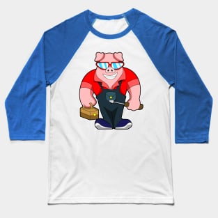 Pig as Mechatronics engineer with Tool box Baseball T-Shirt